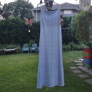 Light blue floral sleeveless maxi dress size small fairycore summer cotton blend